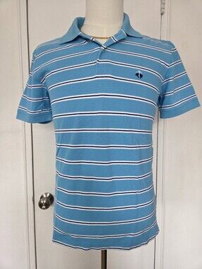 Brooks Brothers Aqua Striped Polo with Navy & White Trim